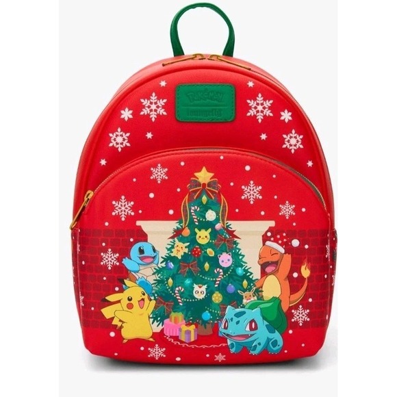 NWT Loungefly Pokemon Christmas Tree Mini Red Holiday Backpack - Picture 2 of 4